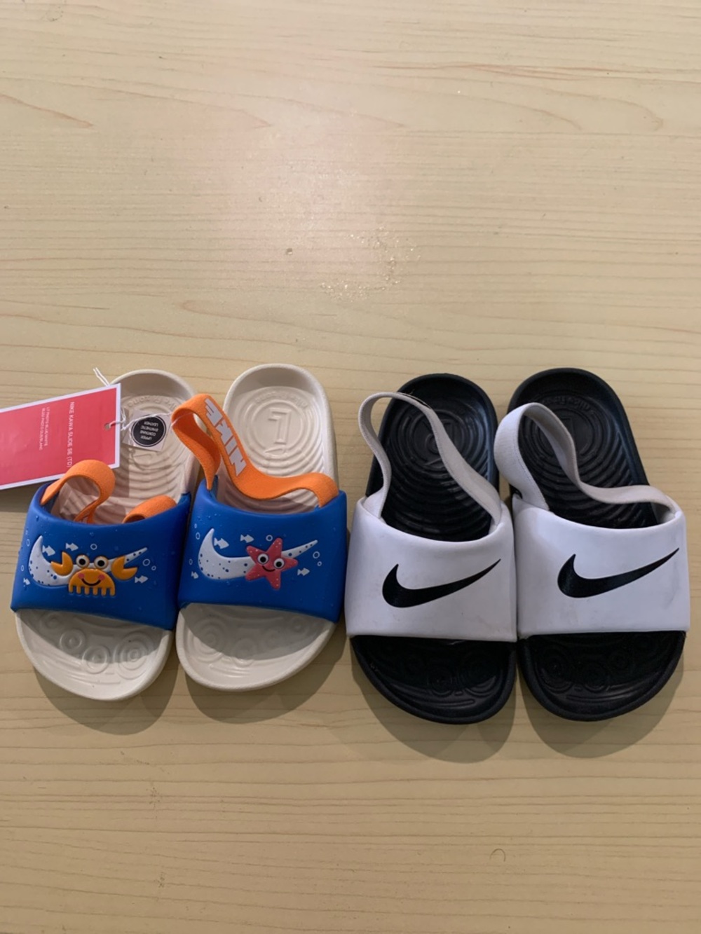 Nike Kids white, Blue and Orange Sea Creature Slide Sandals